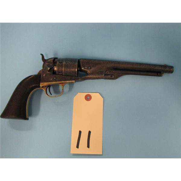 ANTIQUE:  Colt model 1860 Army, 3 screw, 44 calibre cap and ball, 6 shot, 8 inch barrel, made 1862,