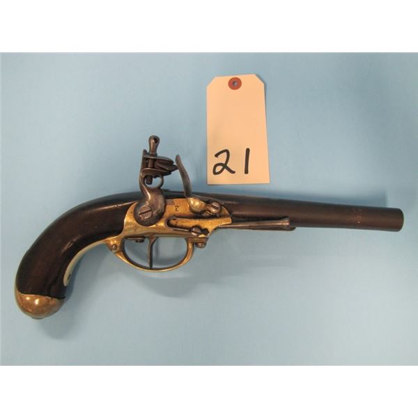 ANTIQUE:  VERY RARE - French model 1777 military flintlock pistol, belt hook, 69 calibre, 7 and a 1/
