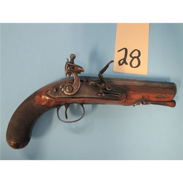 ANTIQUE:  Rogers & Company, London, Flintlock - man-stopper - fullstocked, Overcoat pistol, 68 calib