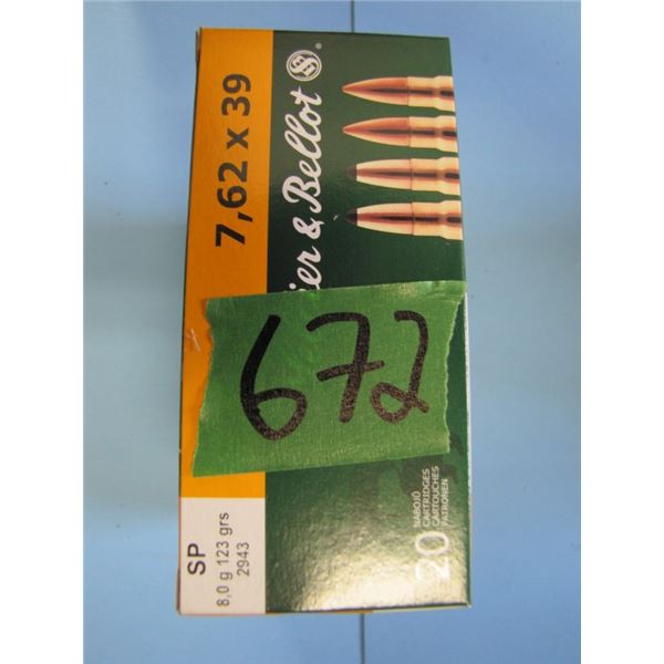 lot 5 boxes 20 rounds per box (100 rounds total) 7.62 x39 SP, Selinger and bellot, 123 grains