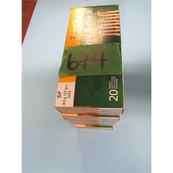 lot 5 boxes 20 rounds per box (100 rounds total) 7.62 x39 SP, Selinger and bellot, 123 grains