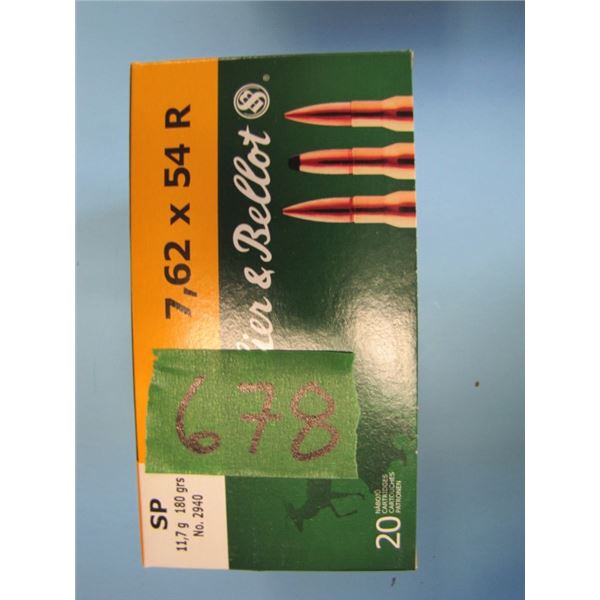 lot 5 boxes 20 rounds per box (100 rounds total) 7.62 x54r, Selinger and bellot, 180 green