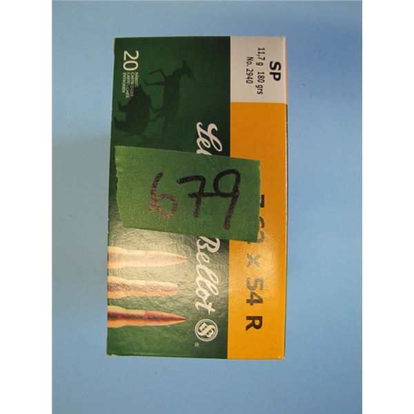 lot 5 boxes 20 rounds per box (100 rounds total) 7.62 x54r, Selinger and bellot, 180 green
