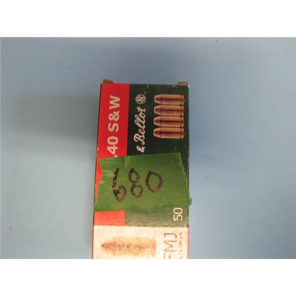 box of 20 rounds, 40 S&W FMJ, Selinger and bellot, 180 grains