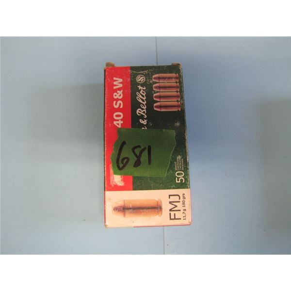box of 20 rounds, 40 S&W FMJ, Selinger and bellot, 180 grains