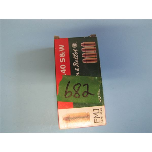 box of 20 rounds, 40 S&W FMJ, Selinger and bellot, 180 grains