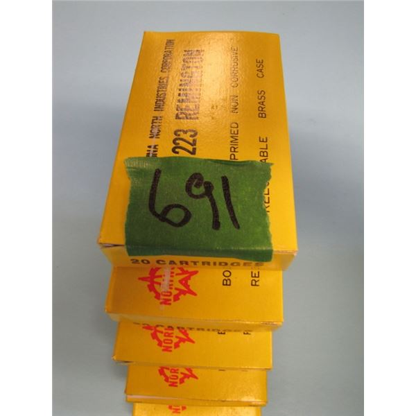 lot 5 boxes 20 rounds per box (100 rounds total), 223 FMJ Norinco