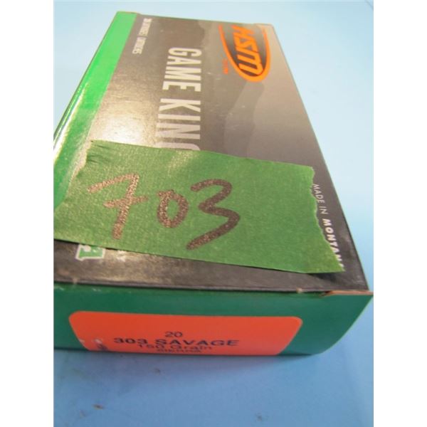 box of 20 rounds 303 Savage soft point, HSM Sierra