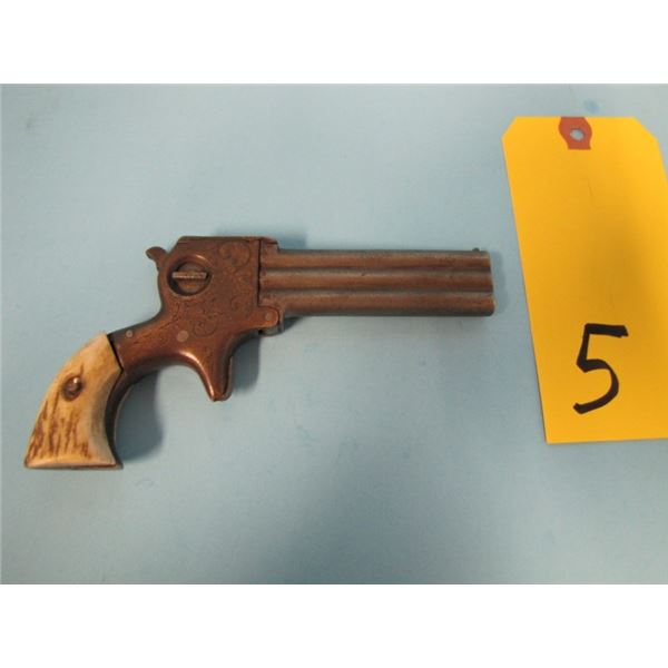 PROHIBITED:  Wm. W. Marston STYLE  Three-Barrel .22 Derringer with Retractable Knife Blade, engraved