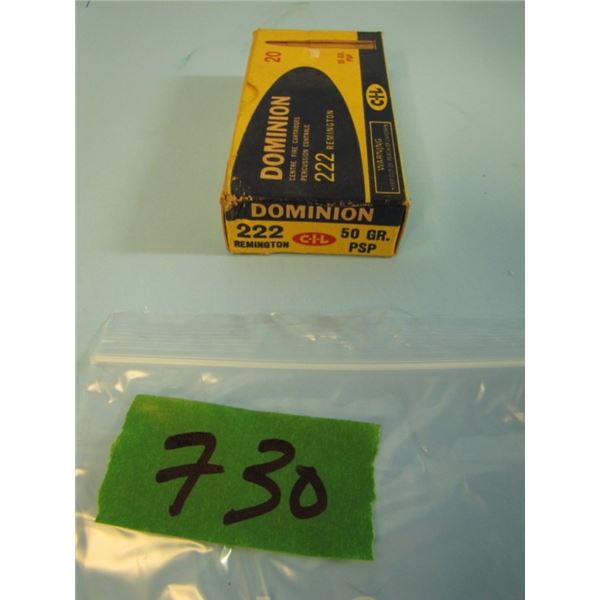 box of Dominion 222 Remington ammo