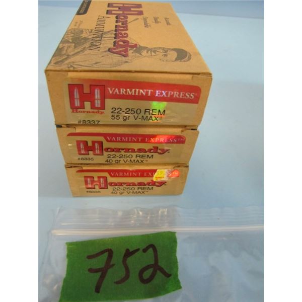 lot of 3 boxes 22 - 250 ammunition