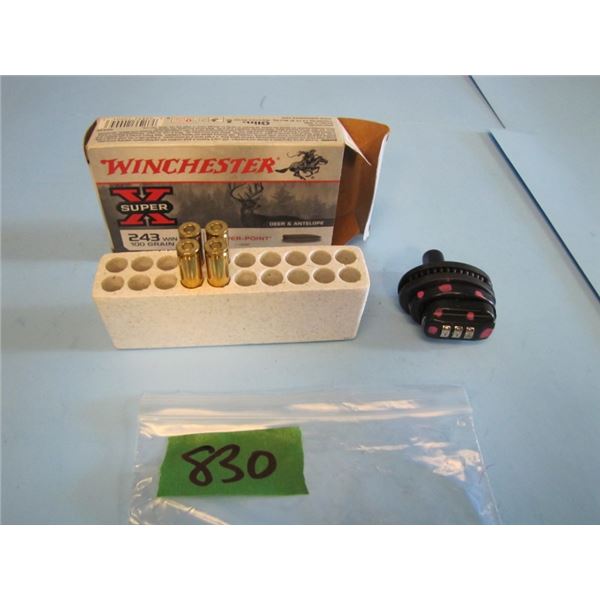 lot with four rounds 243 Win ammo and trigger lock combination is 911 - twist to unlock