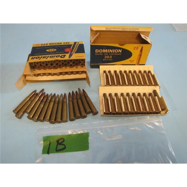 lot with 15 rounds live 303 and approximately 59 brass