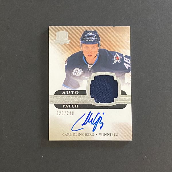 2011-12 UPPER DECK THE CUP HOCKEY CARL KLINGBERG PATCH/AUTOGRAPGH ROOKIE CARD ONLY 249 MADE