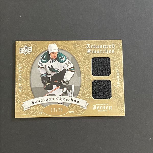2008-09 ARTIFACTS HOCKEY JONATHAN CHEECHOO DUAL JERSEY CARD ONLY 75 MADE #12/75