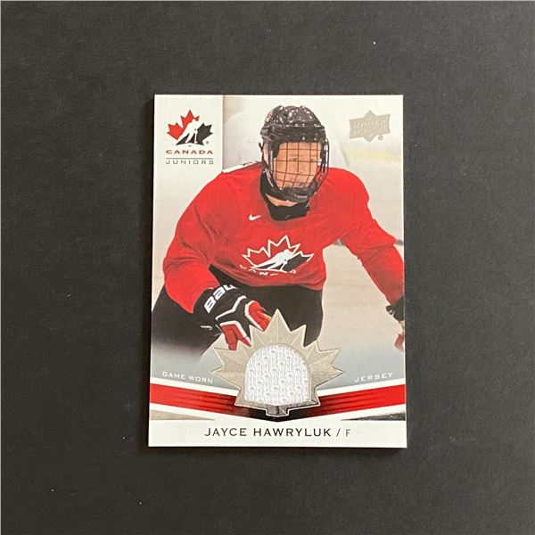 2014 U.D TEAM CANADA JAYCE HAWRYLUK JERSEY CARD