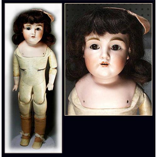 antique doll leather body porcelain head