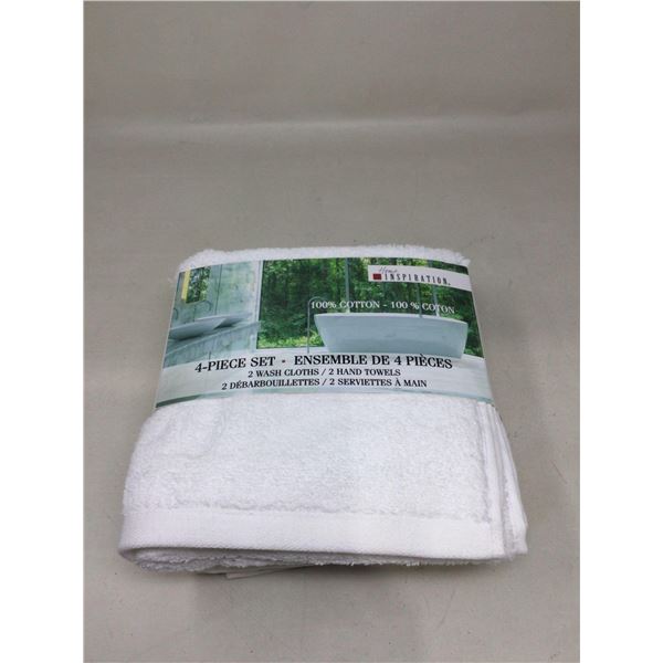 4-Piece Set of Cotton Wash Cloths and Hand Towels
