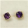 Image 1 : 14K Yellow Gold Amethyst Screwback Earrings, Made in Canada, Suggested Retail Value $200