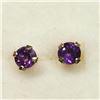Image 2 : 14K Yellow Gold Amethyst Screwback Earrings, Made in Canada, Suggested Retail Value $200