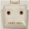 Image 3 : 14K Yellow Gold Amethyst Screwback Earrings, Made in Canada, Suggested Retail Value $200