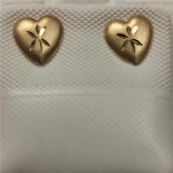 14K Yellow Gold Heart Shaped Earrings, Made in Canada, Suggested Retail Value $200