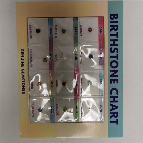 Genuine Gemstone - Birthstone Chart , Made in Canada, Suggested Retail Value $300