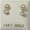 Image 1 : 14K White Gold Fresh Water Pearl Cubic Zirconia Earrings, Made in Canada, Suggested Retail Value $20