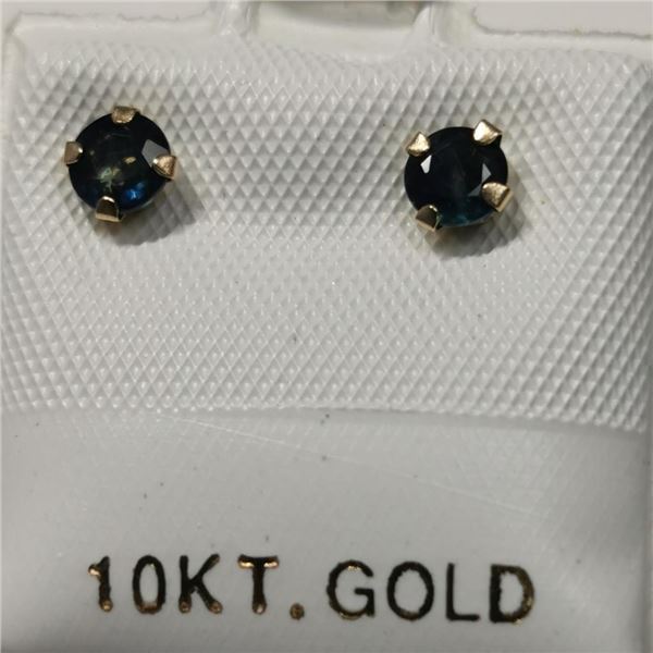 10K Yellow Gold 2 Sapphire(0.66ct) Earrings (~Size 8)(Ring is resizable for $40) (~weight 9.8g), Mad