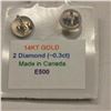 Image 2 : 14K White Gold 2 Diamond(0.3ct) Earrings, Made in Canada