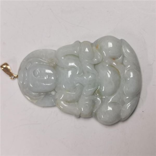 14K Yellow Gold Jade Pendant, Made in Canada, Suggested Retail Value $600