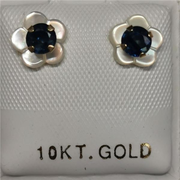 10K Yellow Gold 2 Sapphire(0.66ct) Earrings, Made in Canada, Suggested Retail Value $160