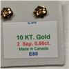 Image 2 : 10K Yellow Gold 2 Sapphire(0.66ct) Earrings, Made in Canada, Suggested Retail Value $160