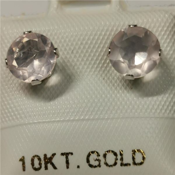 10K Yellow Gold Rose Quartz(1.6ct) Earrings, Made in Canada, Suggested Retail Value $200