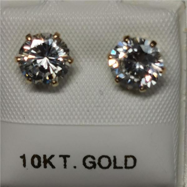 10K Yellow Gold Cubic Zirconia(6.5 MMct) Earrings, Made in Canada, Suggested Retail Value $240
