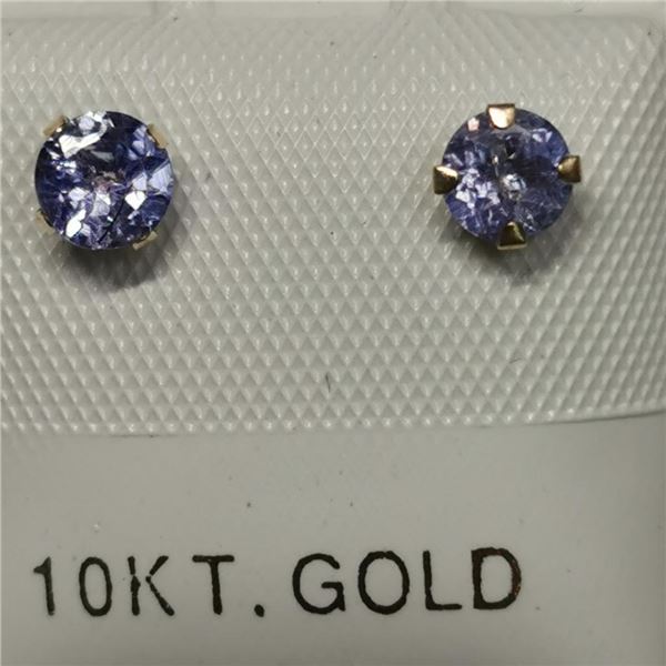 10K Yellow Gold Tanzanite(0.54ct) Freshwater Pearl(2 IN 1 ct) Earrings, Made in Canada, Suggested Re
