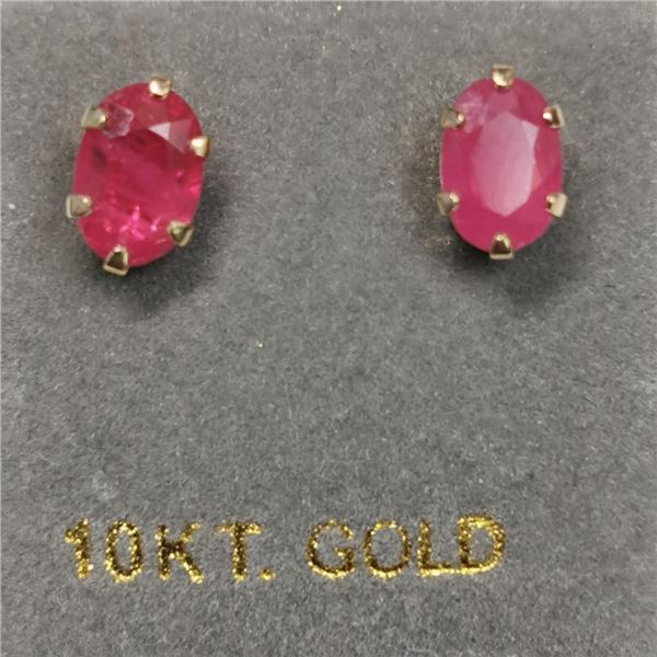 10K Yellow Gold Ruby(0.6ct) Earrings, Made in Canada, Suggested Retail Value $300