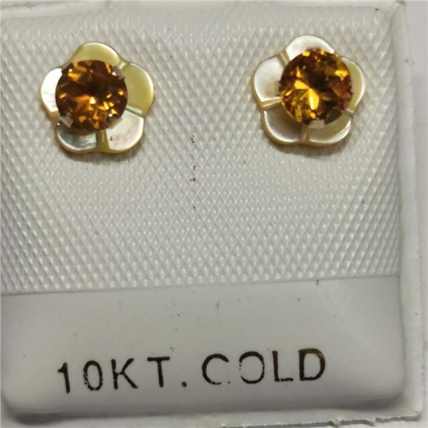 10K Yellow Gold 2 Citrine(0.3ct) Earrings, Made in Canada, Suggested Retail Value $100
