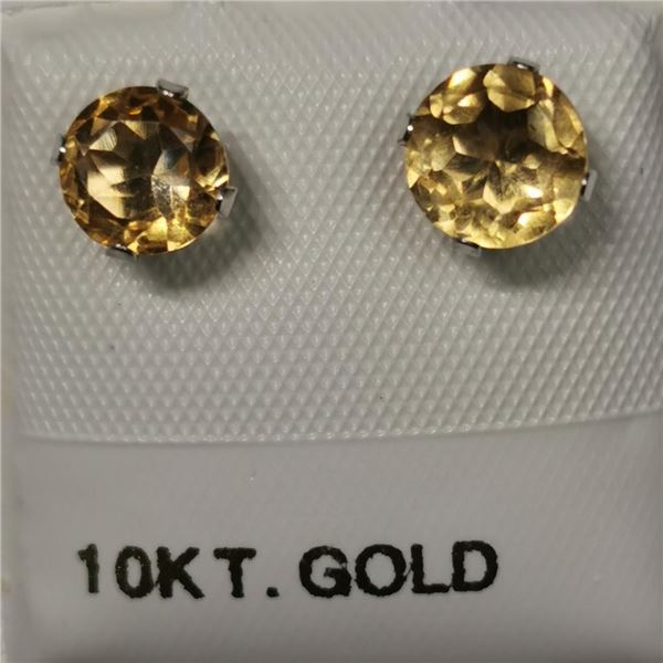 10K White Gold 2 Citrine(1.3ct) Earrings, Made in Canada, Suggested Retail Value $200
