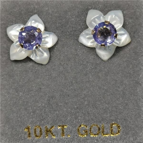 10K Yellow Gold 2 Tanzanite(0.46ct) Earrings, Made in Canada, Suggested Retail Value $120