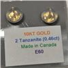Image 2 : 10K Yellow Gold 2 Tanzanite(0.46ct) Earrings, Made in Canada, Suggested Retail Value $120