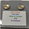 Image 2 : 14K Yellow Gold Earrings, Made in Canada, Suggested Retail Value $140