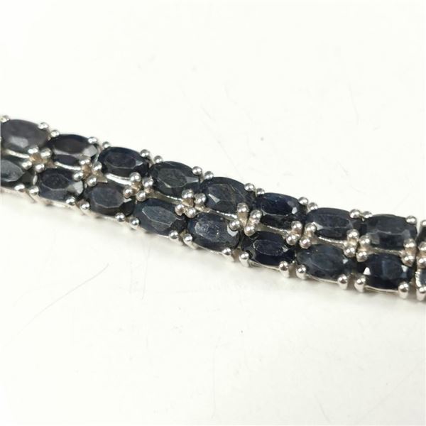 Silver Black Sapphire(21.9ct) Bracelet, Made in Canada, Appraised Retail $1509