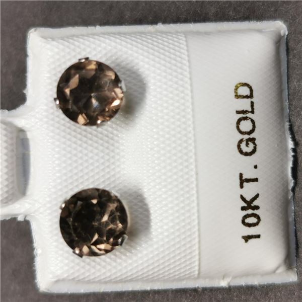 10K White Gold 2 Smoky Quartz(0.8ct) Earrings, Made in Canada, Suggested Retail Value $200