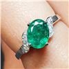 Image 1 : 10K White Gold Emerald(1.1ct) Diamond(0.06ct) Prong Set,1 Natural Deep Green Emerald,6 Diamond(F-G,I