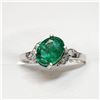 Image 2 : 10K White Gold Emerald(1.1ct) Diamond(0.06ct) Prong Set,1 Natural Deep Green Emerald,6 Diamond(F-G,I