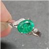 Image 3 : 10K White Gold Emerald(1.1ct) Diamond(0.06ct) Prong Set,1 Natural Deep Green Emerald,6 Diamond(F-G,I