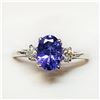 Image 1 : 10K White Gold Tanzanite(1.25ct) Diamond(0.16ct) Prong Set, 1 Natural Strong Violetish Blue Tanzanit