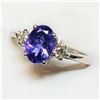 Image 3 : 10K White Gold Tanzanite(1.25ct) Diamond(0.16ct) Prong Set, 1 Natural Strong Violetish Blue Tanzanit