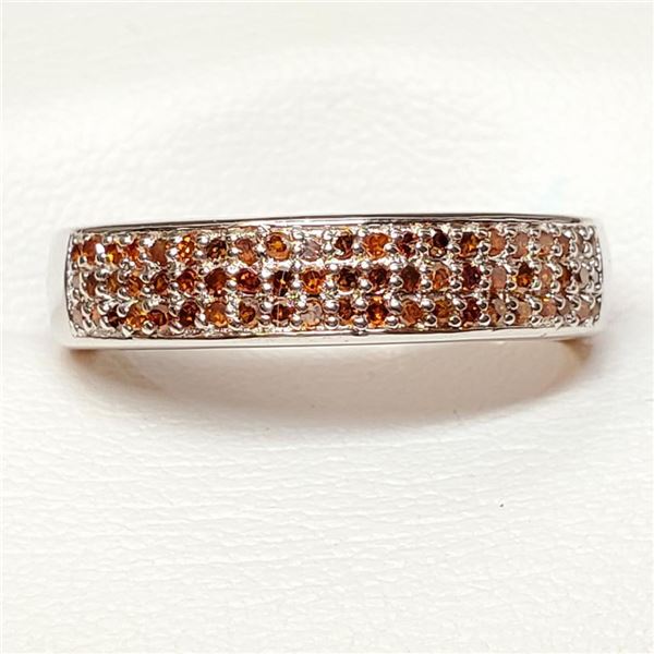 Silver Red Diamond(0.3ct) Ring (~Size 6.5)((~weight 3.7g), Suggested Retail Value $400